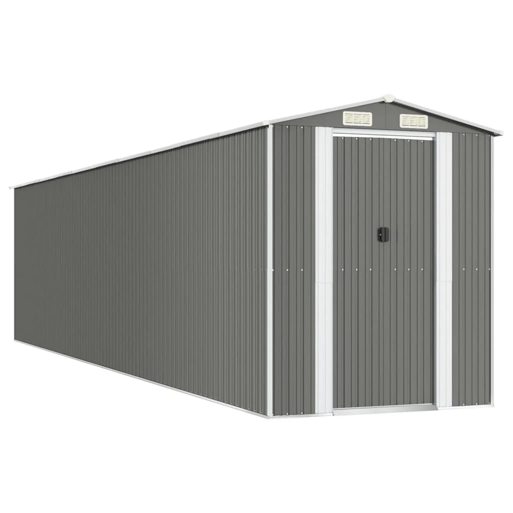 Casetta da giardino cabina ripostiglio capanno da esterno capanno per attrezzi robusta colore chiaro 192 x 855 x 223 cm acciaio zincato grigio 02_0022263