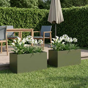 Vaso da giardino 2 pz Verde Oliva 100 x 50 x 50 cm 8005281