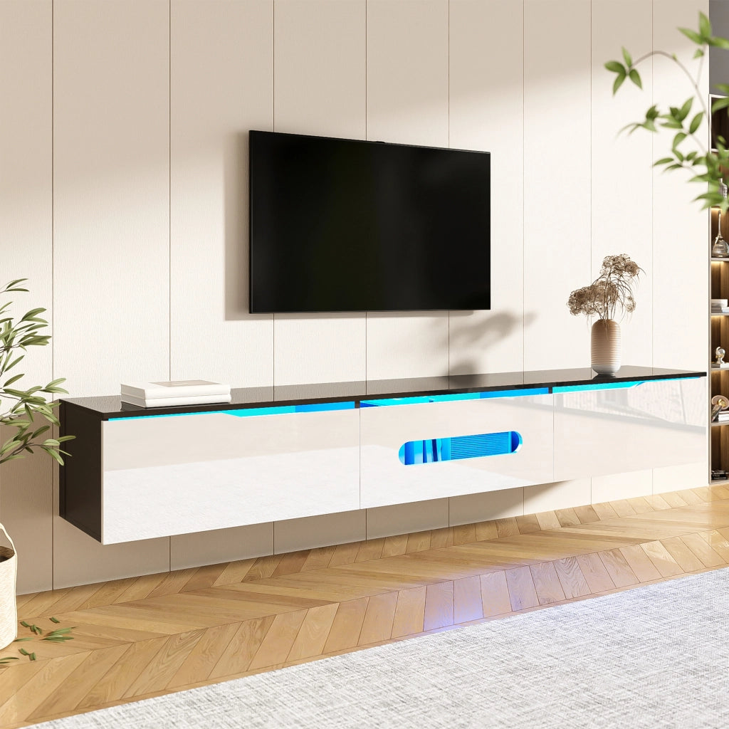 Cassettiera per TV nero-bianco; MDF e truciolare; 180 cm