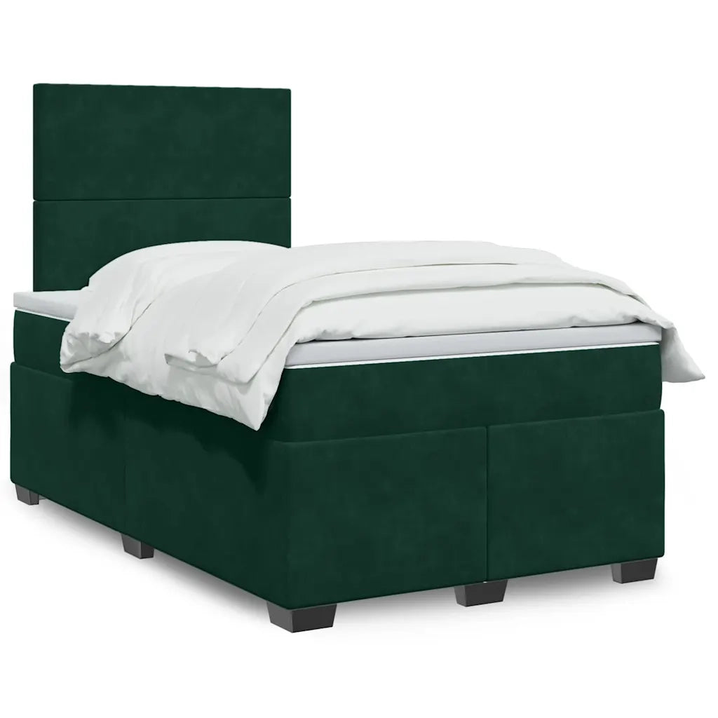Giroletto a Molle con Materasso Verde Scuro 120x200 cm Velluto 3290879