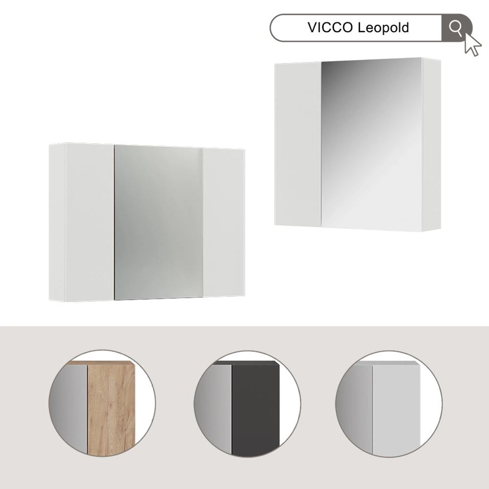 Vicco Specchio contenitore bagno Bianco 80 x 59.2 cm con ripiani