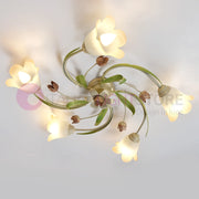 FLORA Plafoniera a 5 Luci in Ferro Decorato Stile Floreale