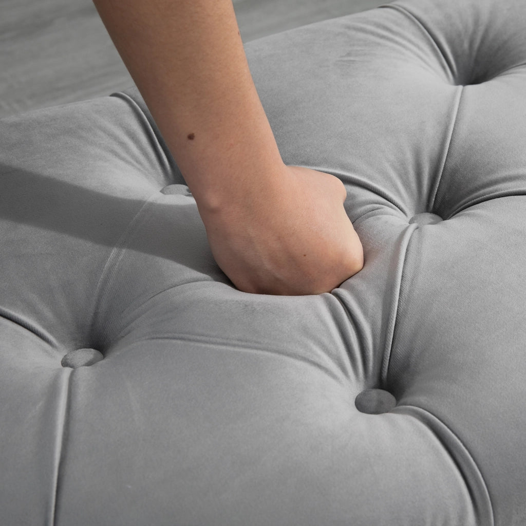 Pouf contenitore capitonn¨¦ velluto ¨C Minimal ¨C grigio 120x46x42 cm