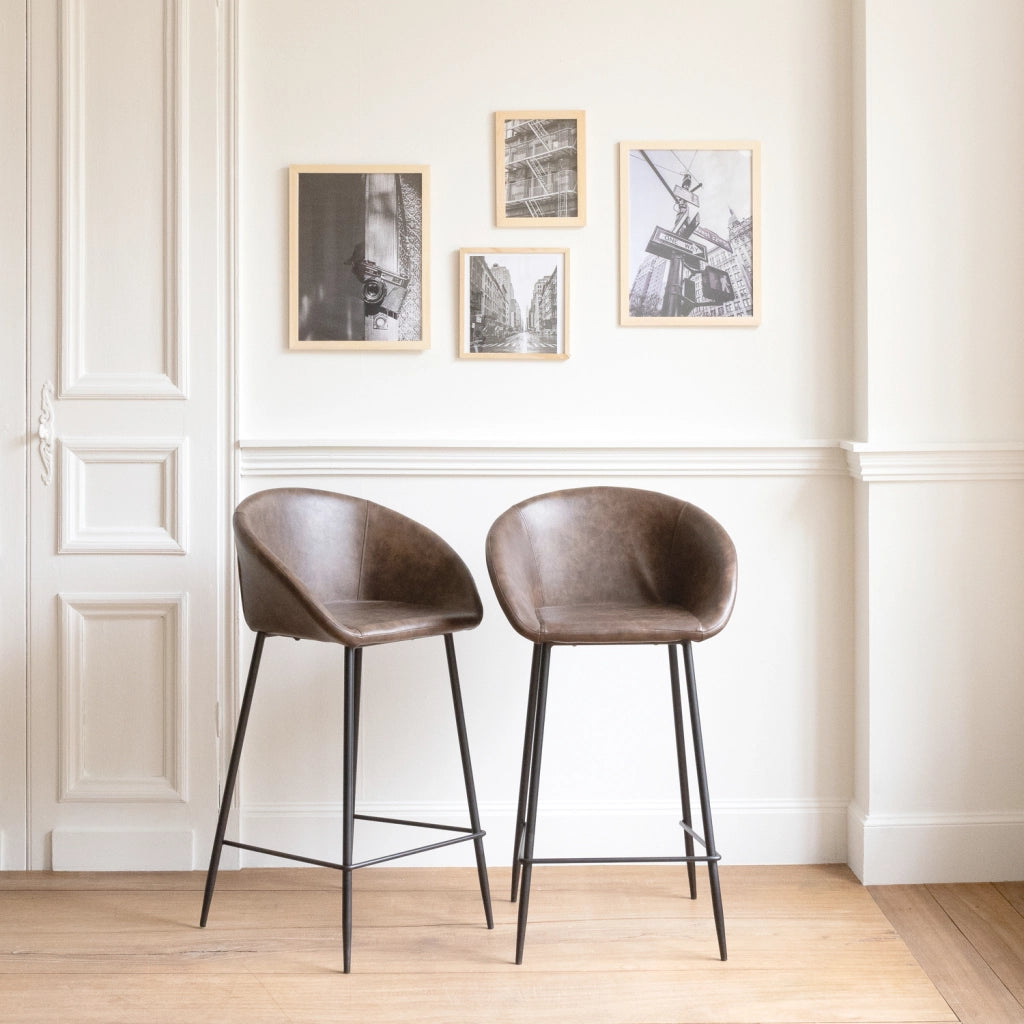 Set di 2 sgabelli da bar ACHILLE in similpelle marrone