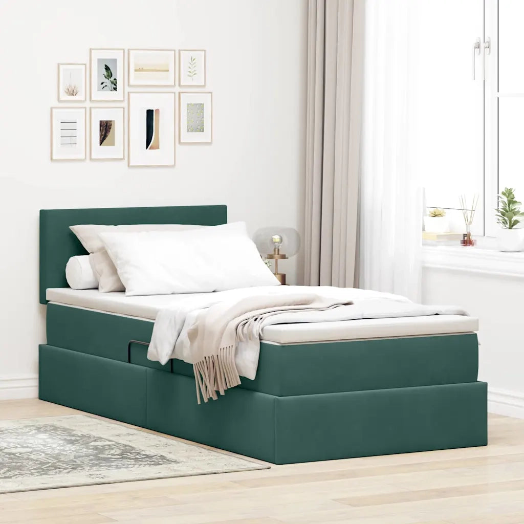 Letto con Contenitore Verde Scuro 90 x 190 cm Velluto