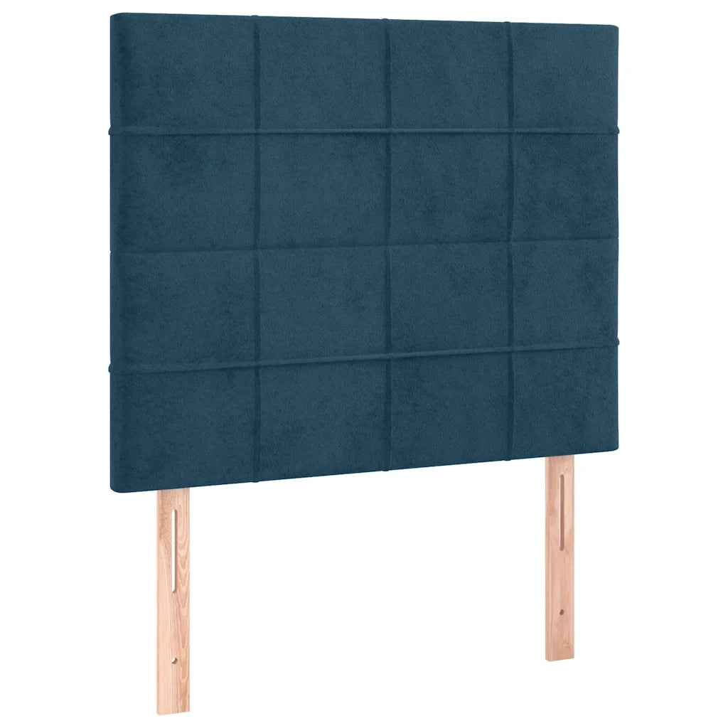 Letto a Molle con Materasso e LED Blu Scuro 80x200cm in Velluto