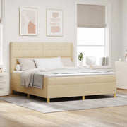 Letto a molle con strisce LED Crema 180 x 200 cm Tessuto 3343712