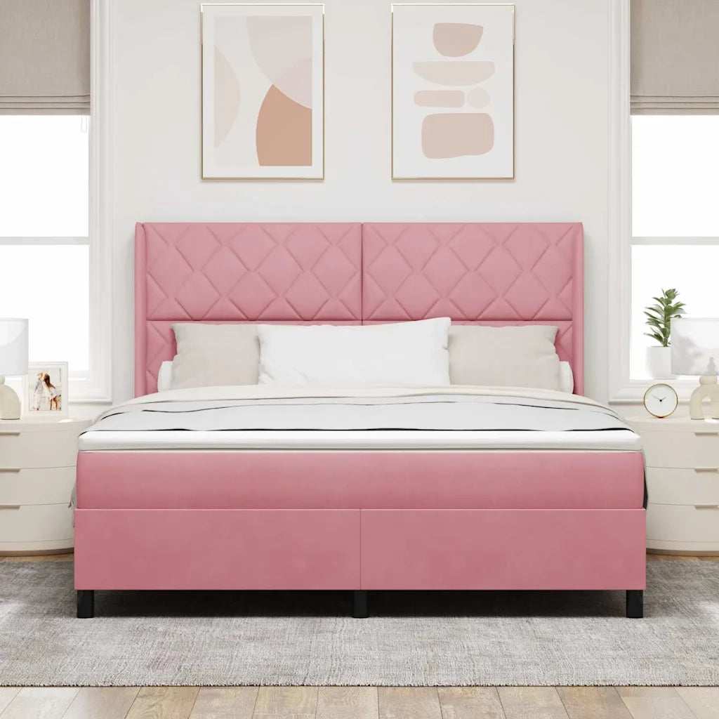 Letto a molle con testiera Rosa 180 x 200 cm Velluto 3342079