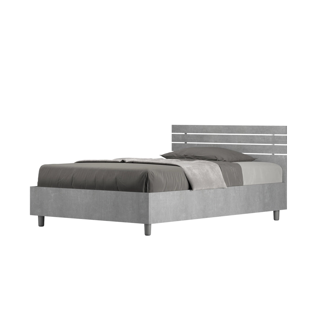 BS COM Letto una piazza e mezza con rete 120x190 testata dritta con doghe cemento