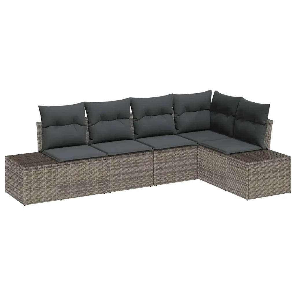 Set Divano da Giardino 5 pcs Grigio polyrattan 3355728