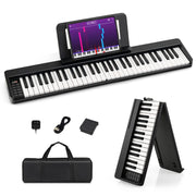 Pianoforte con 61 tasti a grandezza standard leggio pedale sustain midi borsa, Tastiera elettronica portatile Nero