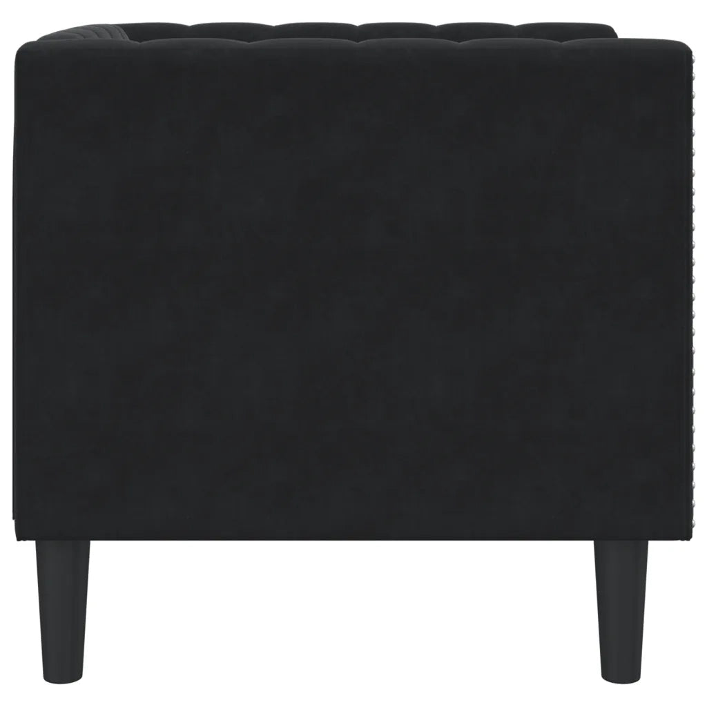 Poltrona Chesterfield Nera in Velluto 372678