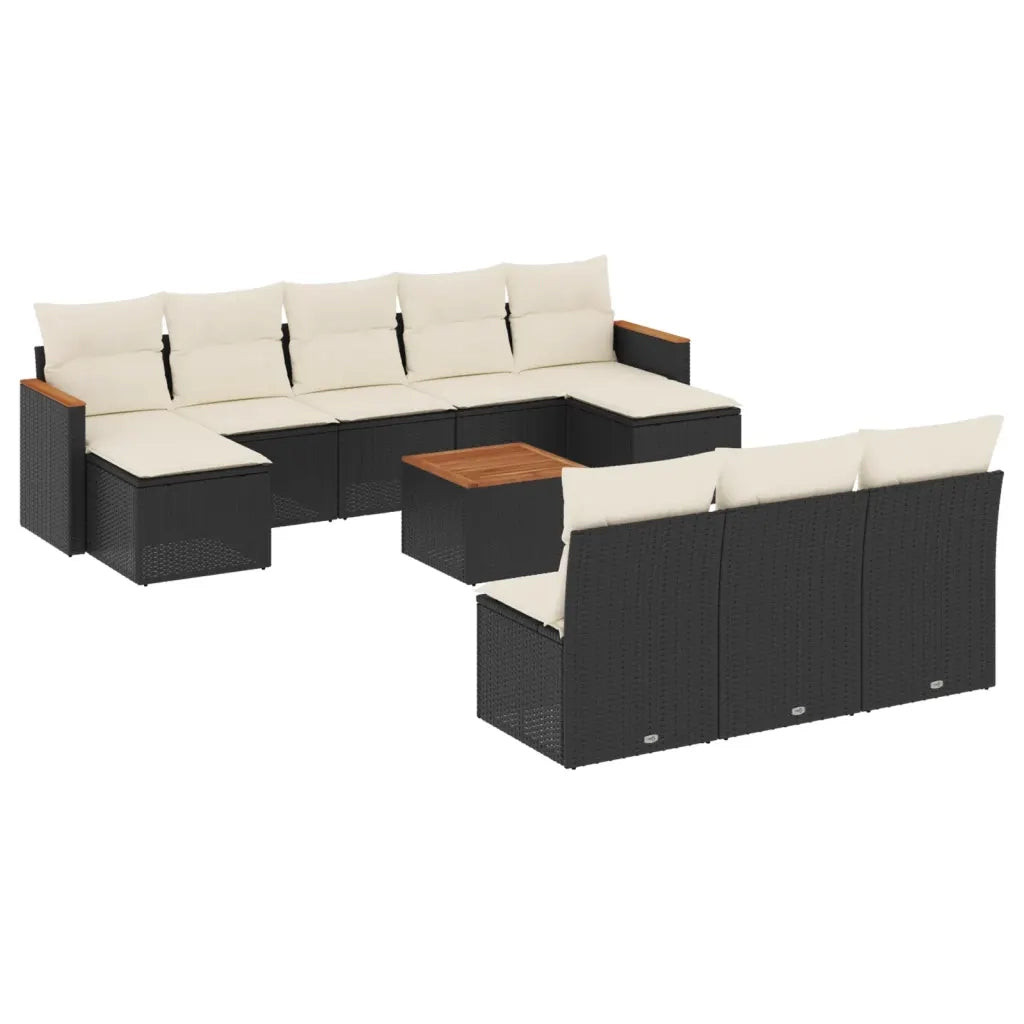 Set Divani da Giardino 11 pz con Cuscini in Polyrattan Nero 3226392