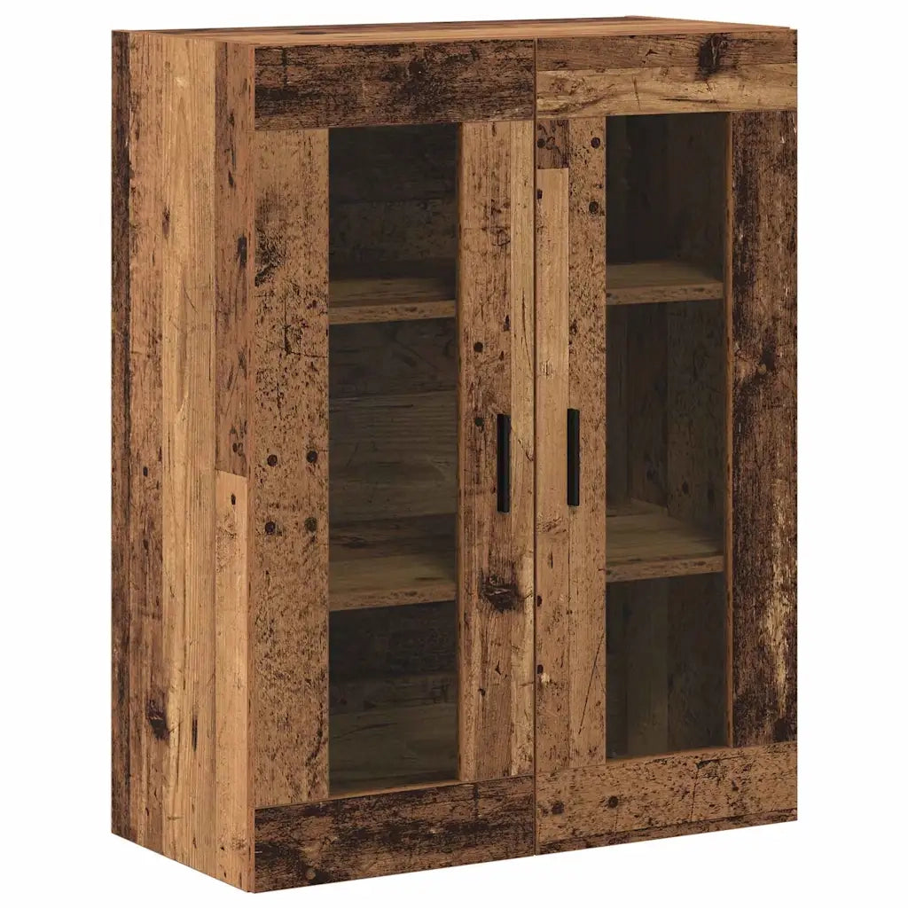 Credenza 2 pcs Legno vecchio Legno Stratificato e Vetro 3403180