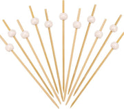 Spiedini di cocktail con perle - 100 pezzi | Spiedini di finger food 12 cm | Decorazione di matrimonio | Stuzzichini in legno per cocktail | Spiedini di frutta - Spiedini di formaggio | Set di decorazioni per cocktail