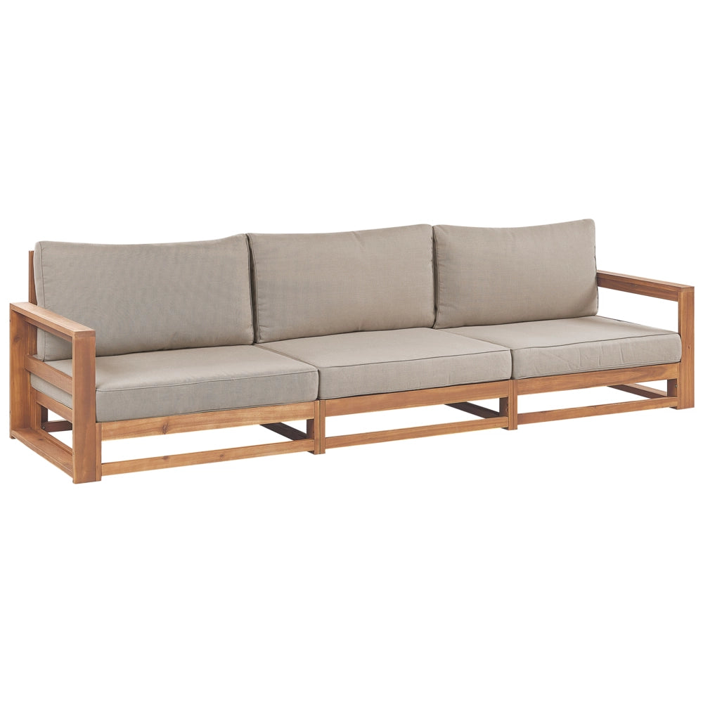 Divano 3 posti in legno di acacia chiaro moderno elegante esterno terrazza