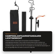 Lanterna da Terra - Piastra di Sostegno Leggera - Altezza Regolabile 66,5-187 cm - Stelo Ripiegabile - Sostegno di Lampada Multifunzionale - Alloio Durevole - Montaggio Facile - Piastra di Sostegno di Lampada