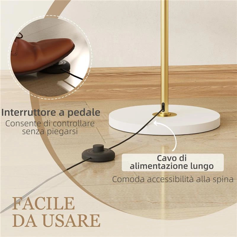 LAMPADA DA TERRA MODERNA CON LUCE DIMMERABILE CON INTERRUTTORE A PEDALE E 3 LUMINOSITÓ, ORO
