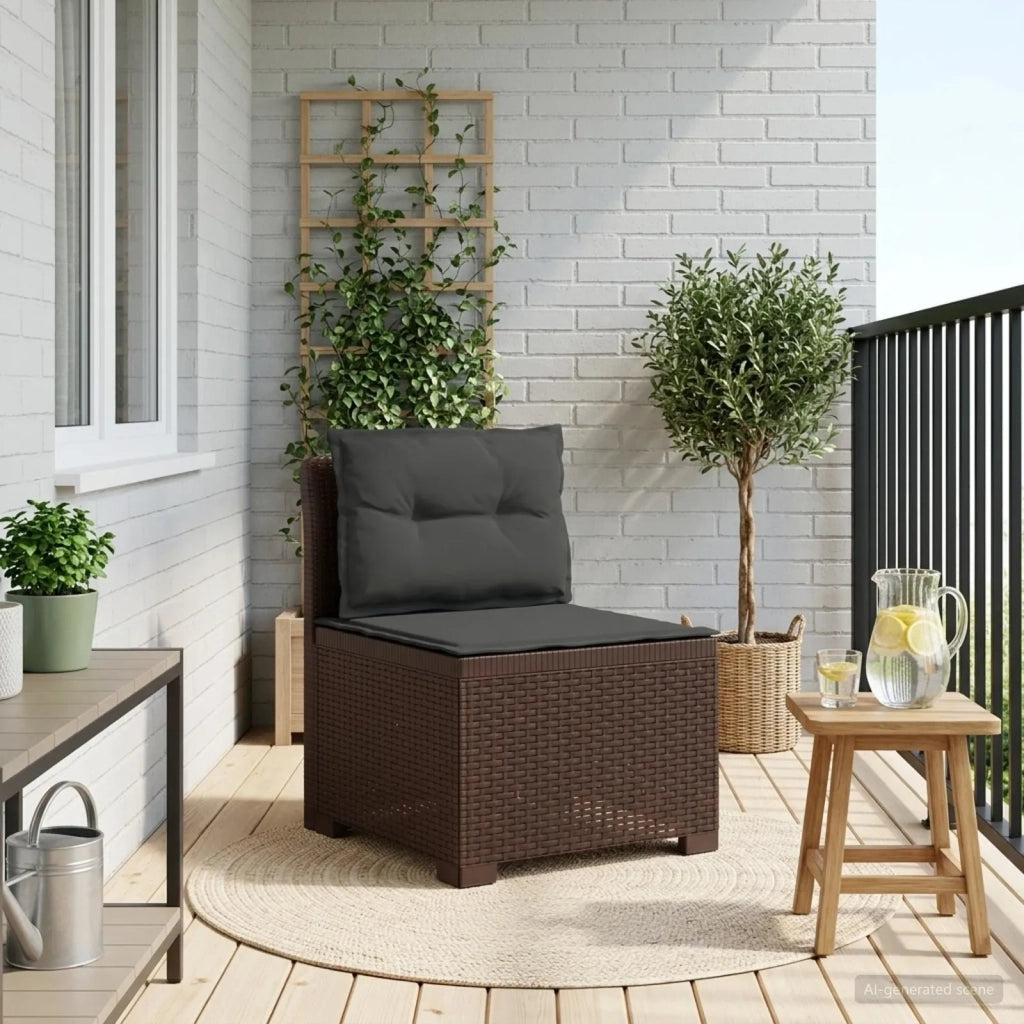 Divano da Giardino a 1 Posto con Cuscini Aspetto Rattan PP 8011801