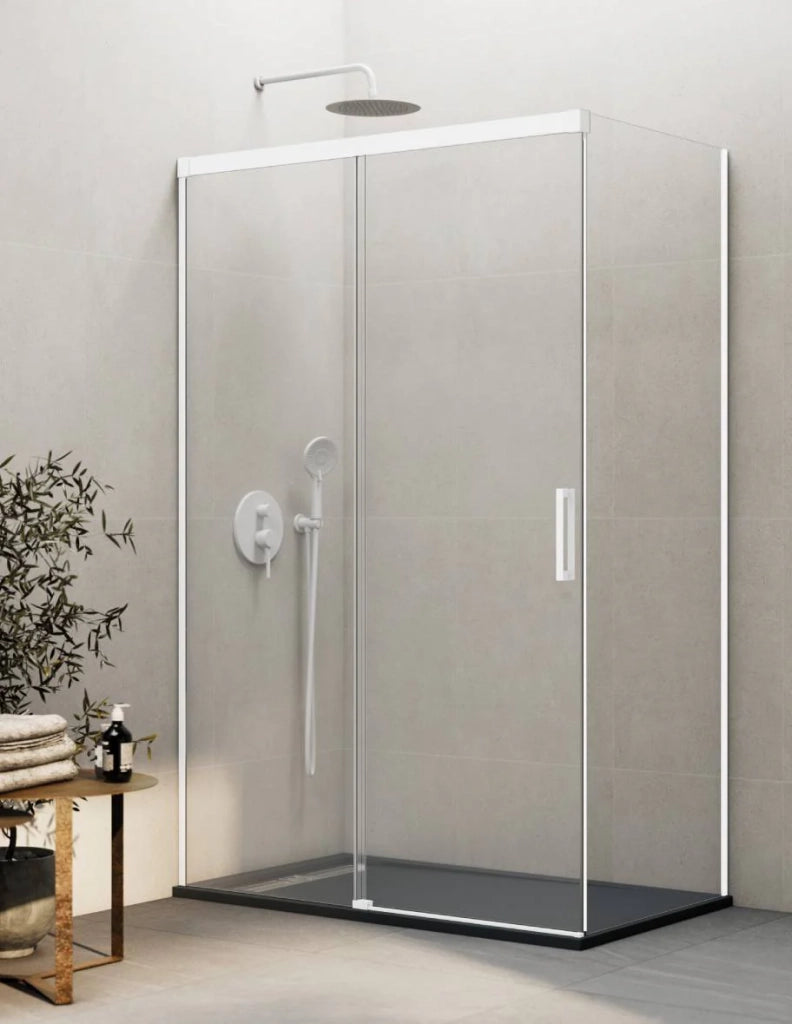 Box doccia THALASSA (BASIC) 1+1 con lato fisso laterale 105x90 cm Bianco vetro trasparente