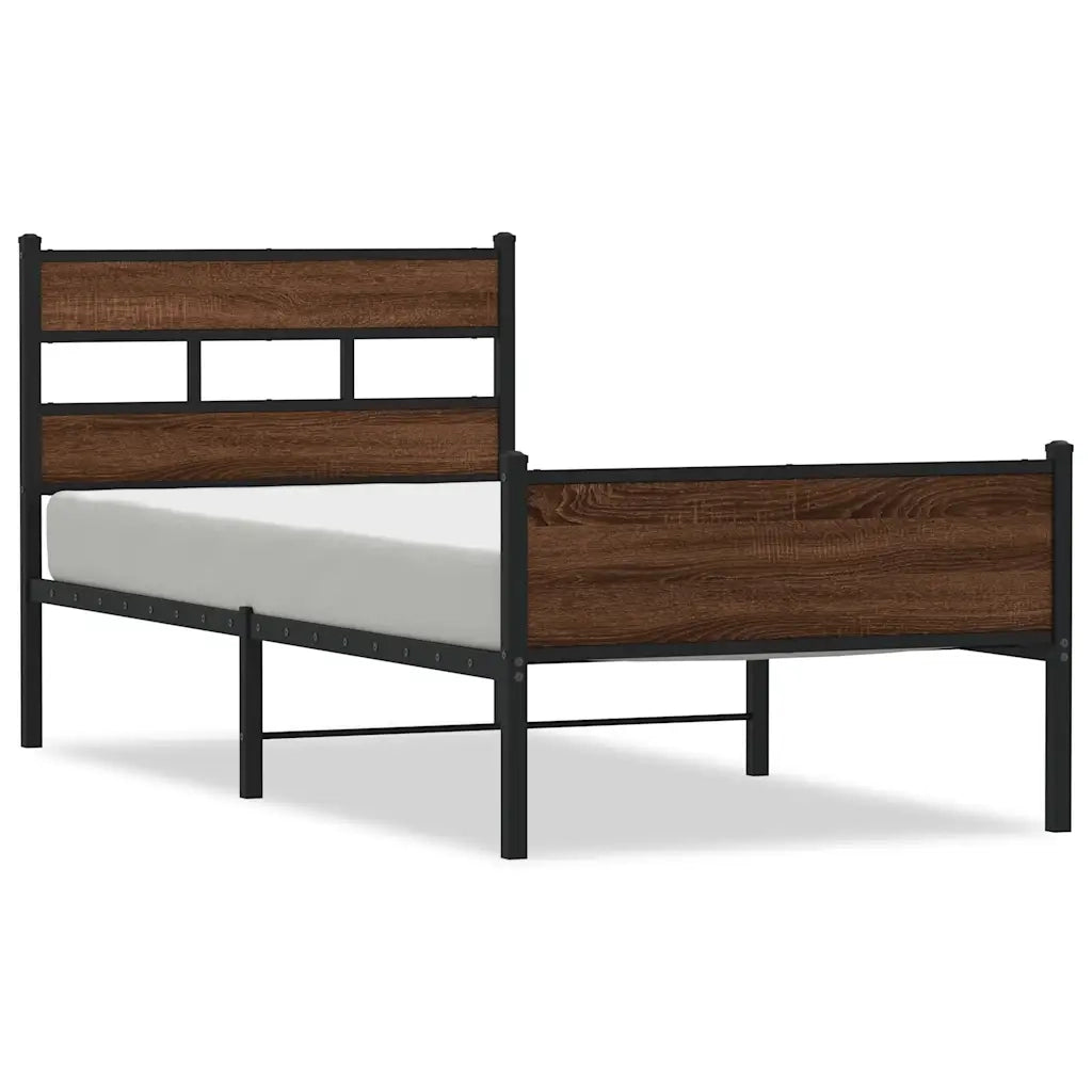 Letto singolo | Letto per adulti | Giroletto senza Materasso Rovere Marrone 75x190cm in Truciolato