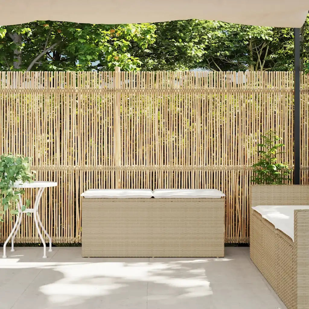 Panchina da Giardino | Panca da Giardino con Cuscino Beige 110x40x44 cm in Polyrattan