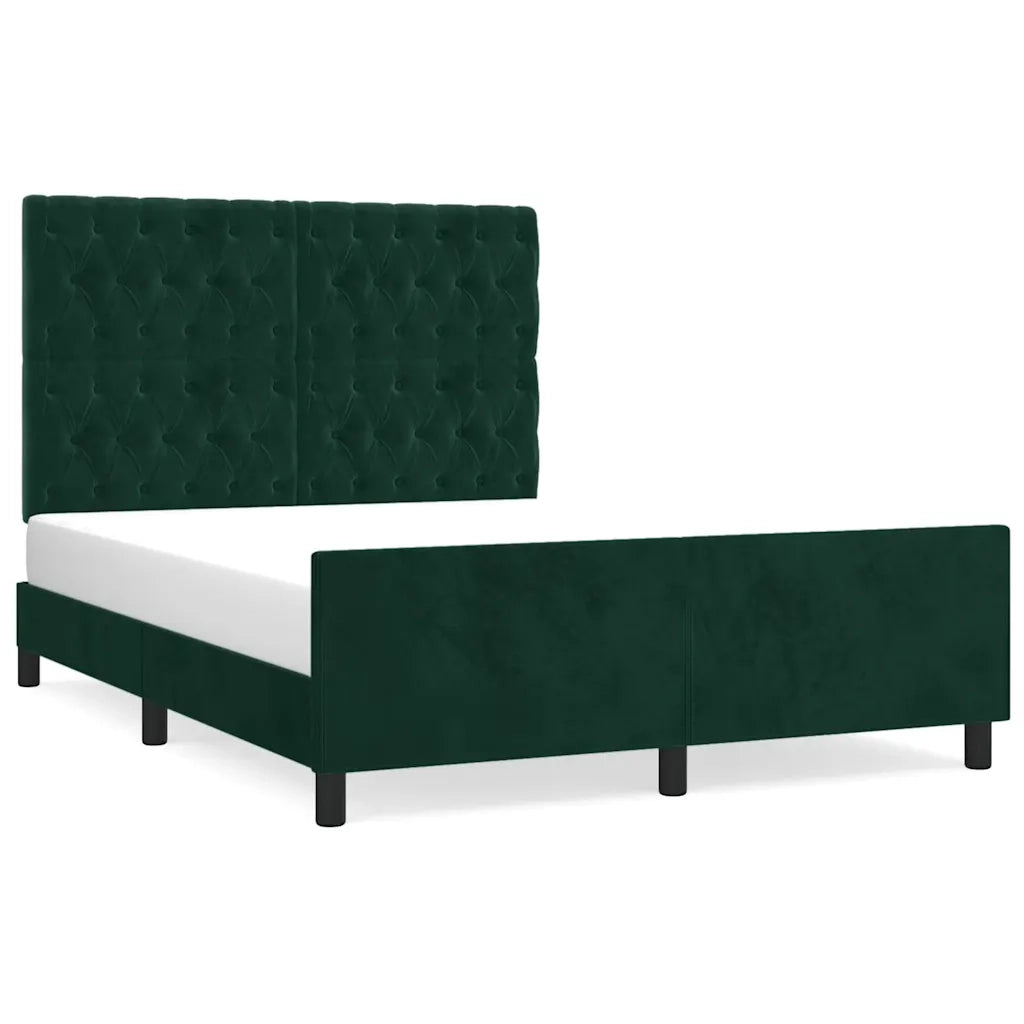 Letto matrimoniale | Letto per adulti | Giroletto senza Materasso Verde Scuro 140x200 cm in Velluto