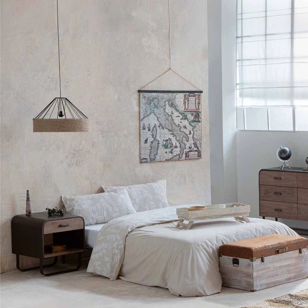 Lampada soffitto corda e metallo marrone 52x52x35h cm