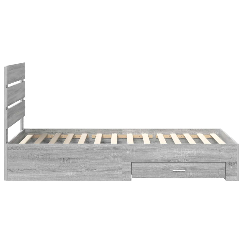 Struttura del letto-Giroletto Grigio Sonoma e Argento 75 x 190 cm 495834