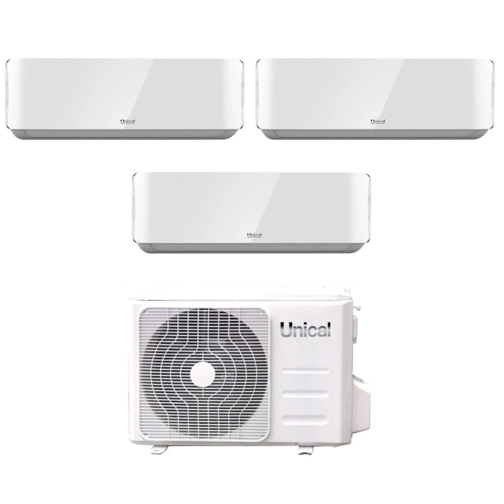 Climatizzatore Condizionatore Unical Trial Split Inverter serie AIR CRISTAL 10+10+10 con KMX4 36HE R-32 Wi-Fi Optional 10000+10000+10000