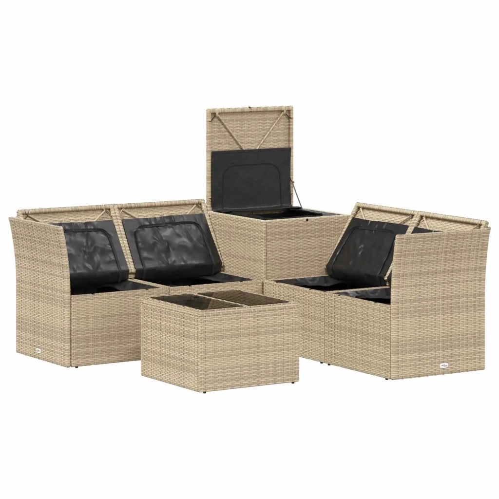 Set di divani 6 pz Beige e Bianco Crema 3447360