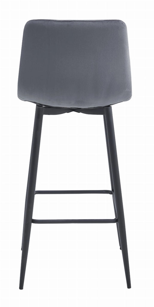 Sgabello Valora KODA in velluto grigio scuro con gambe nere x4