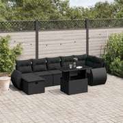 Set Divani da Giardino con Cuscini 8 pz Nero in Polyrattan