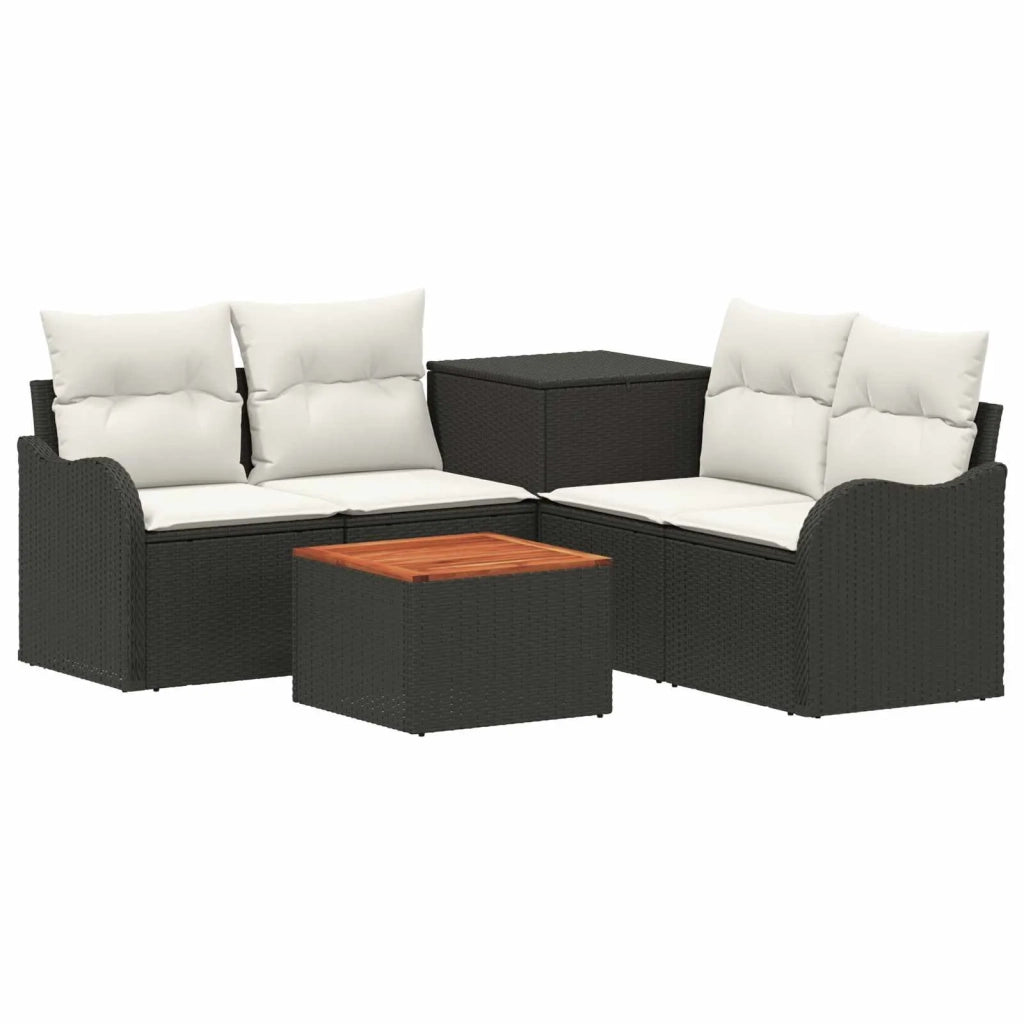 Set di divani 6 pz Nero e Bianco Crema 3447125