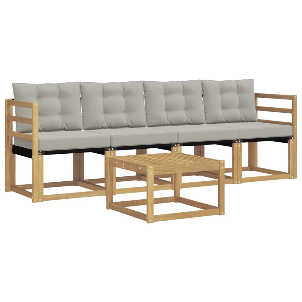 Set di divani da esterno 5 pcs Bianco e Grigio Chiaro 3389177