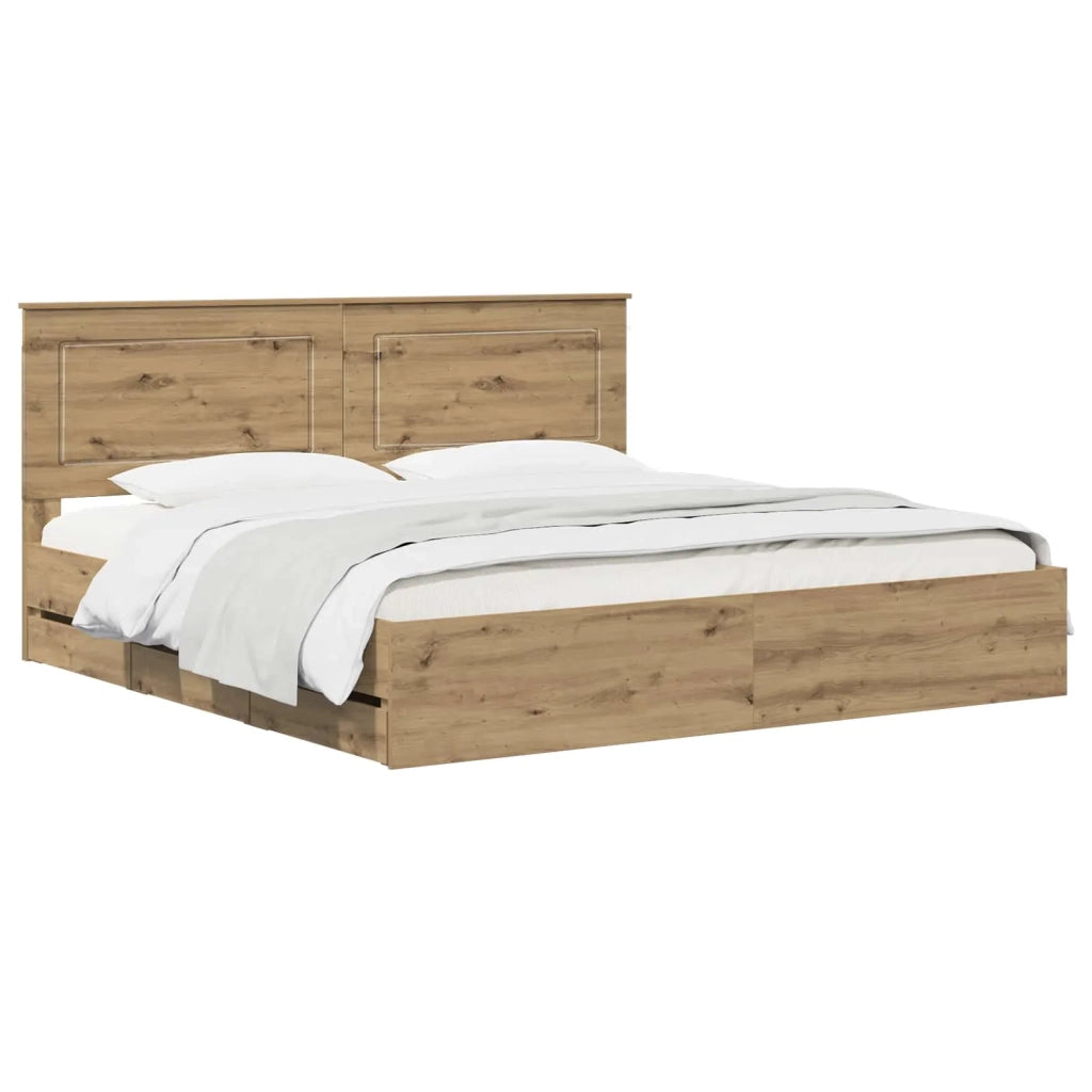 Bed Frame with Storage and Headboard Artisan Oak 180 x 200 cm 3445836