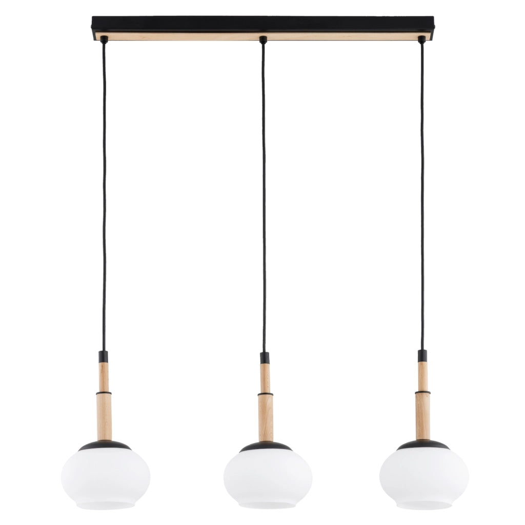 Lampada a sospensione scandi nero/bianco legno 3xE14 CERES