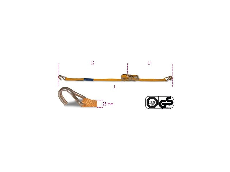 Fascia a cricchetto Betafer Robur 8180 4 alta tenacità ganci a uncino 750 Kg