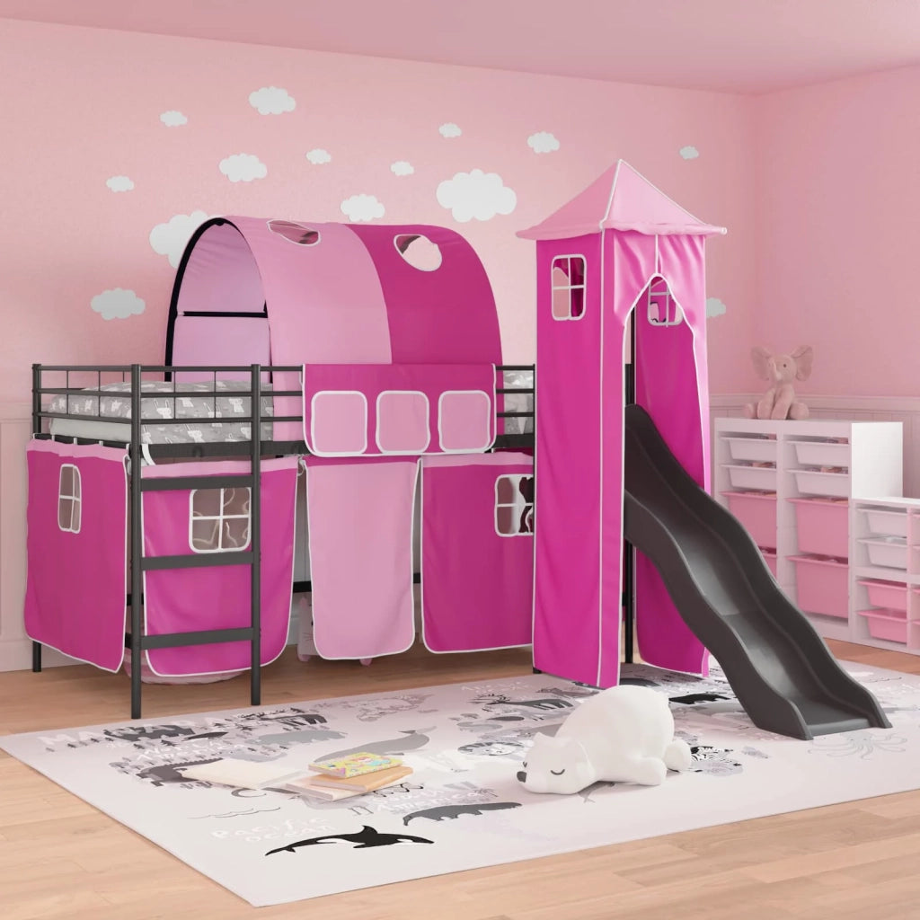 Struttura del letto loft per bambini Nero e rosa 80 x 200 cm 42020886