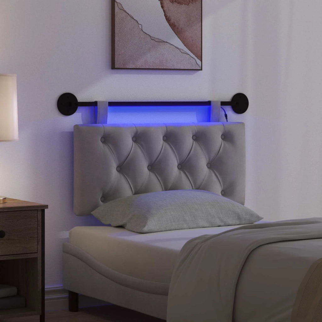 Testiera sospesa Con luce LED Grigio Chiaro Velluto 3424553