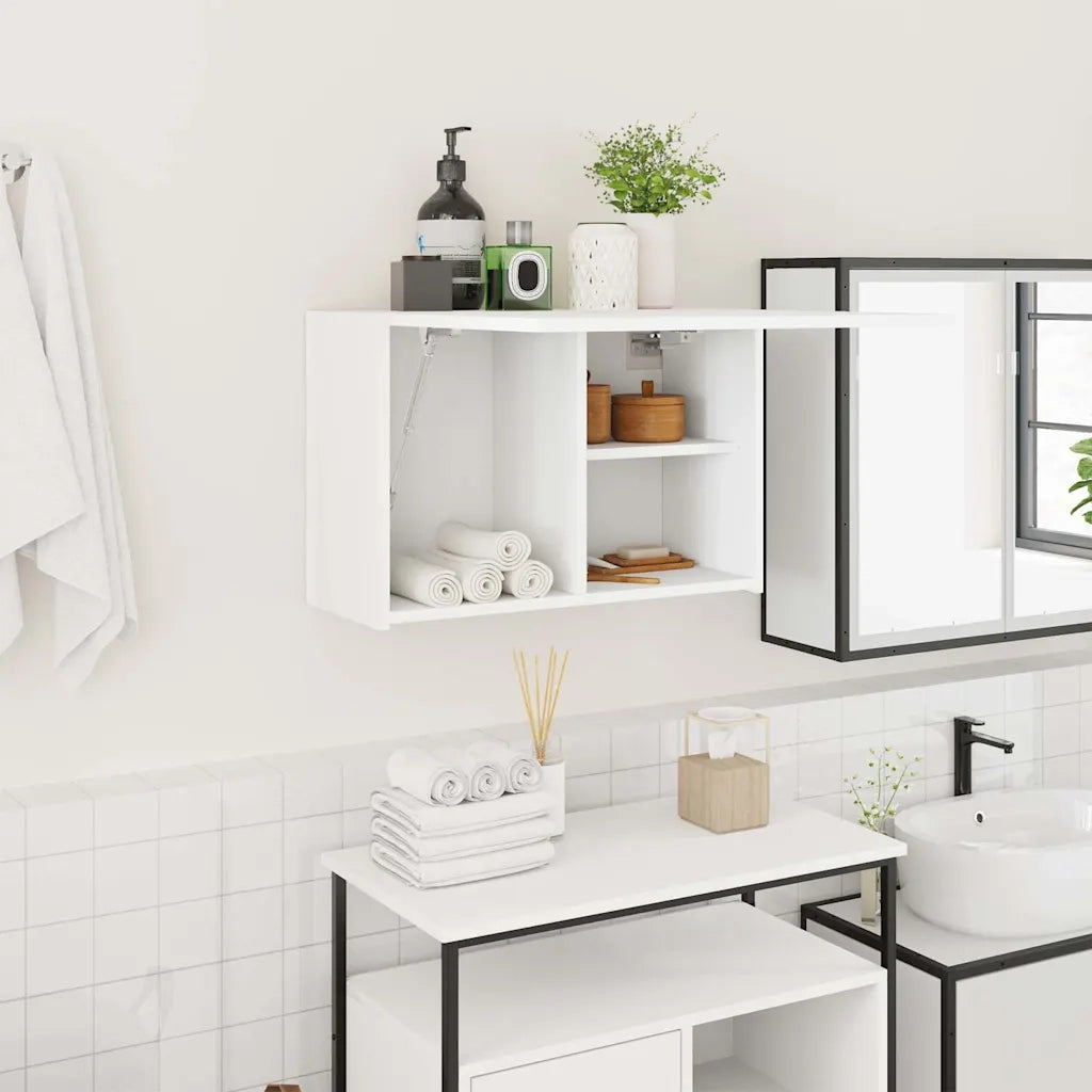 Mobile da Bagno | Armadio da bagno a Parete Bianco 60x25x40cm in Legno Multistrato