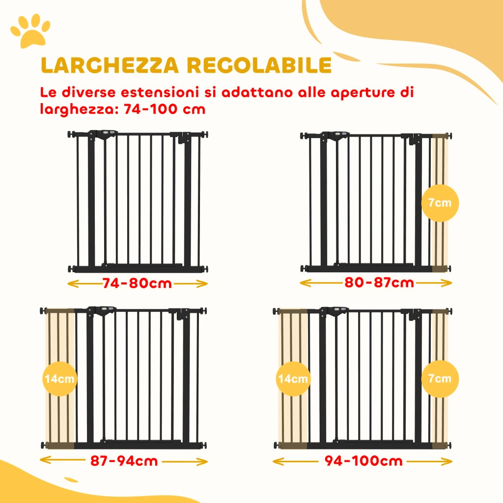 Cancellino per Cani Regolabile ¨C Minimal ¨C Nero, 100 cm