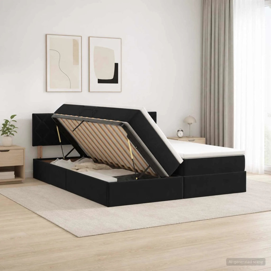 Letto con Contenitore con testiera 2 pz Nero 3458963