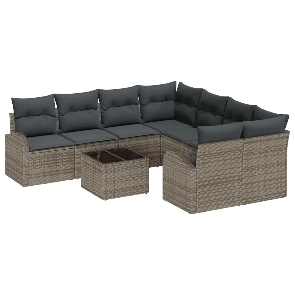 Set di divani con cuscino 9 pcs Grigio polyrattan 3354648