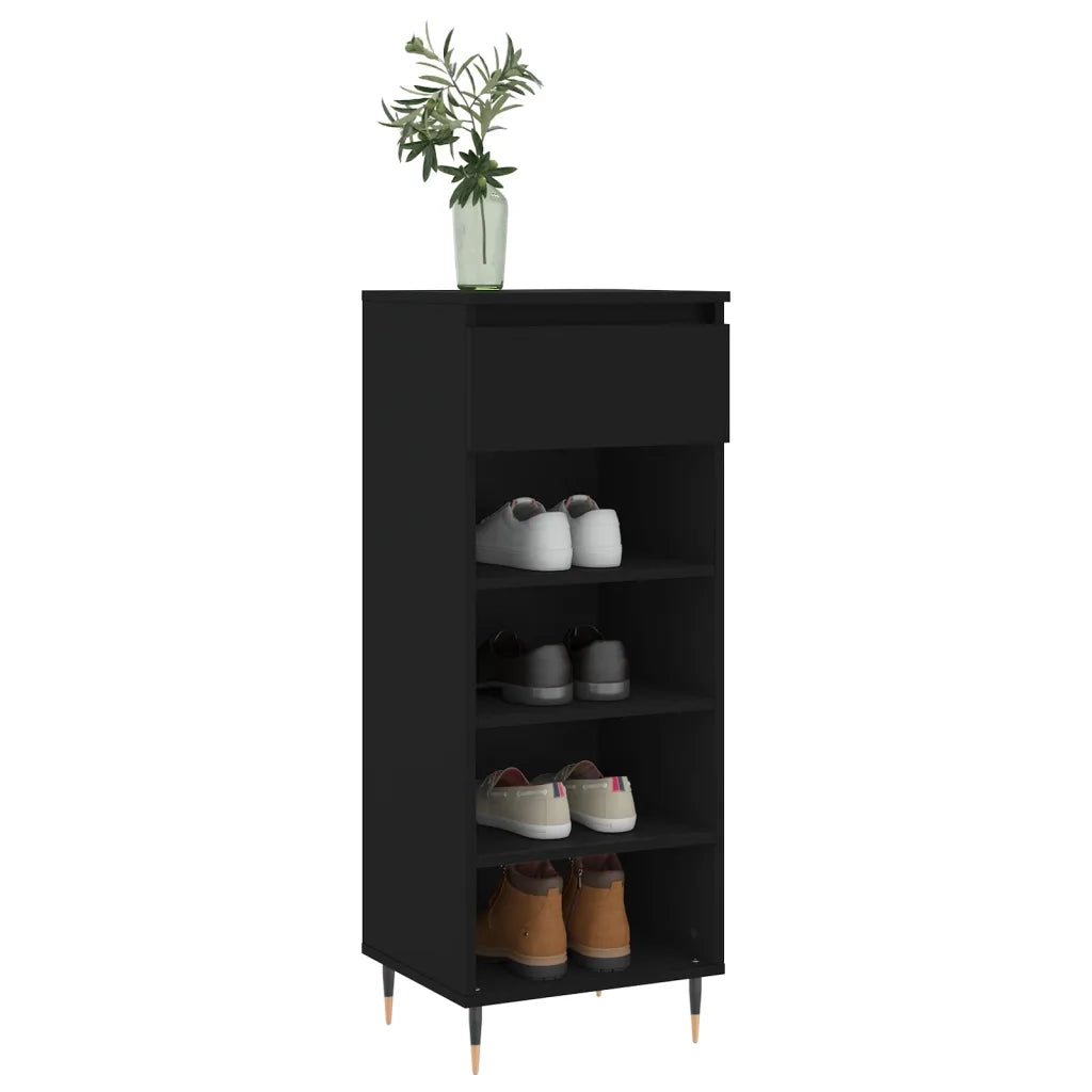 Scarpiera | Mobile per scarpe Nera 40x36x105 cm in Legno Multistrato