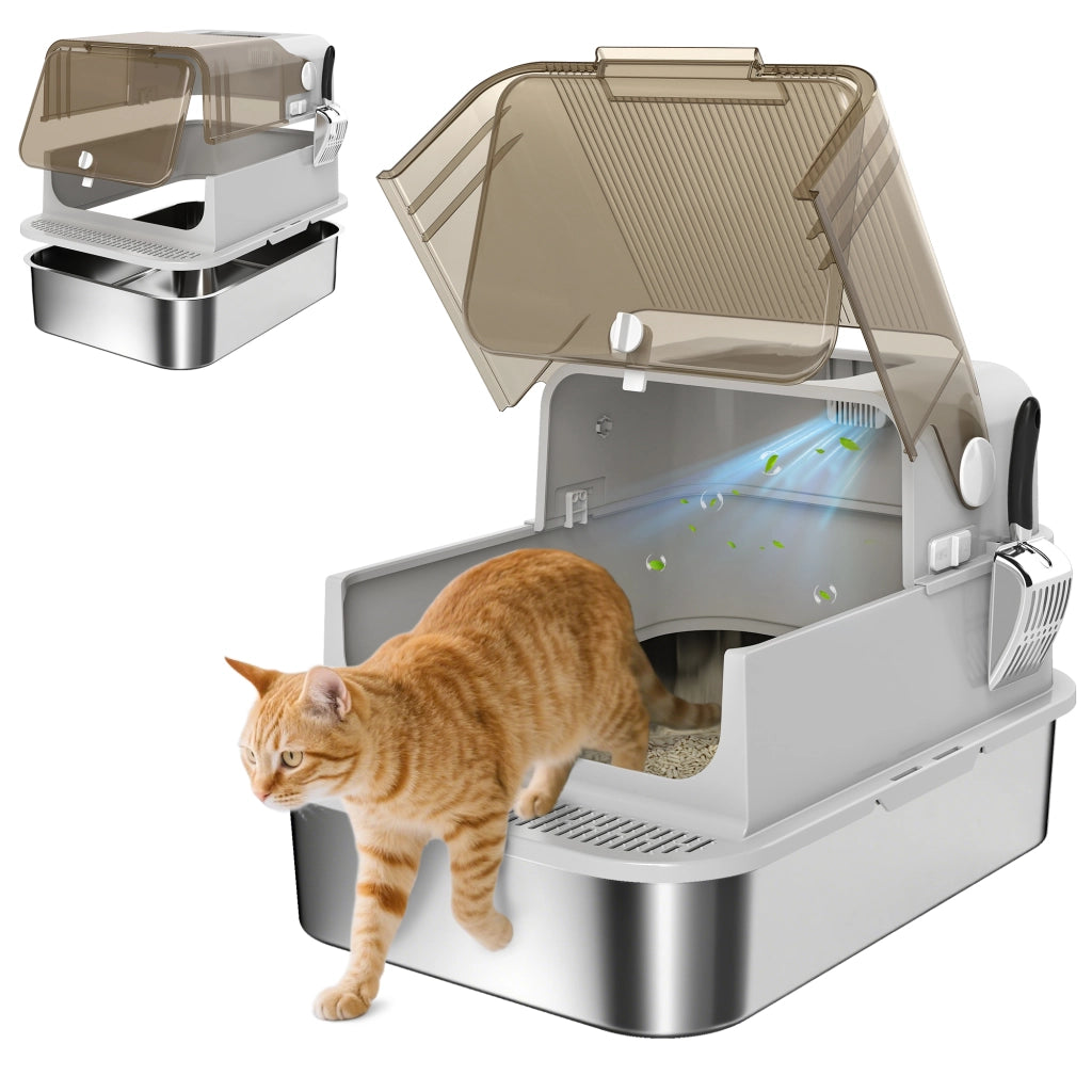 Casetta per gatti con coperchio ¨C zephmum ¨C  in acciaio inox