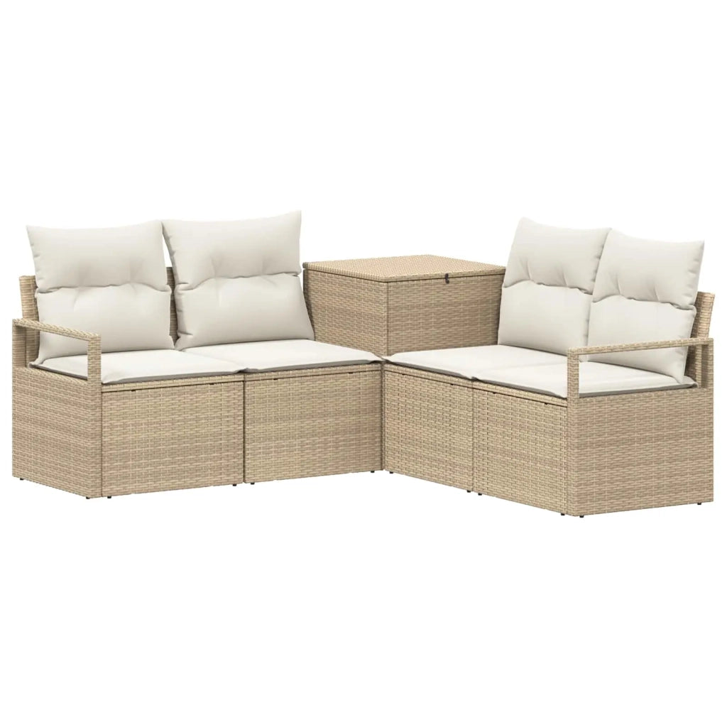 Set di divani 5 pz Beige e Bianco Crema 3447804