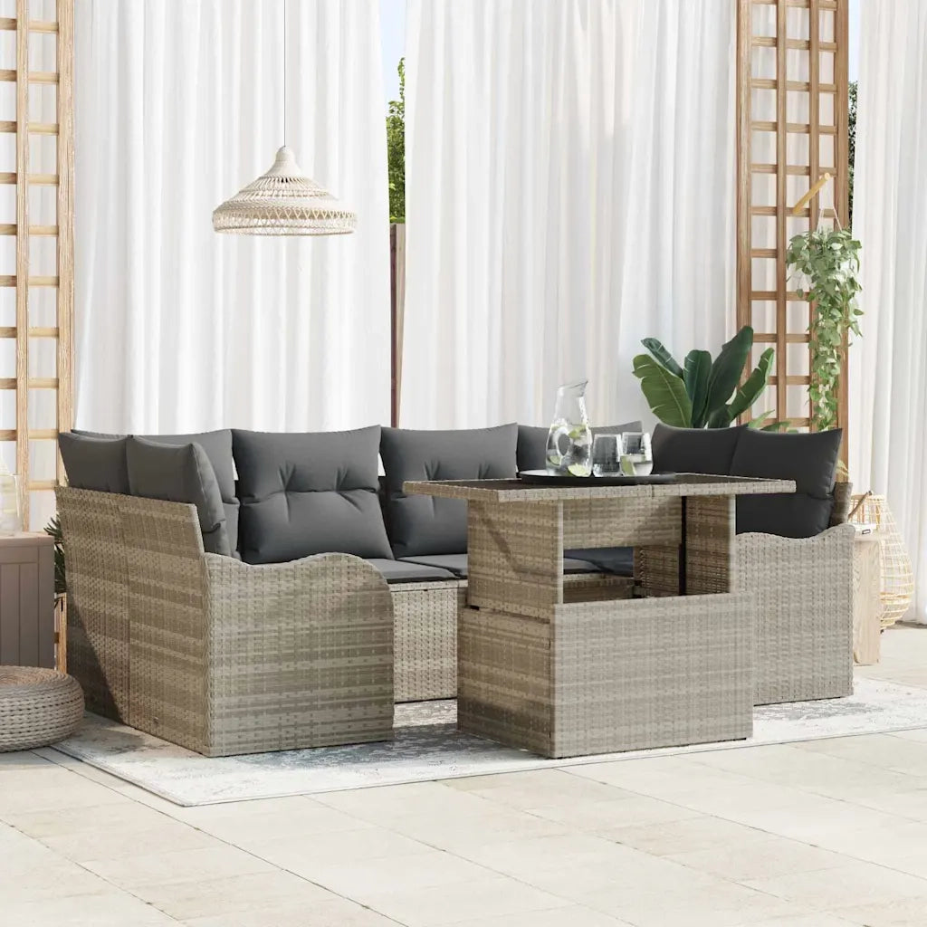 Set Divano da Giardino con cuscino 7 pcs Grigio chiaro 3357135