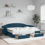 Divano Letto Estraibile con Cassetti Blu 80x200 cm Velluto 3197341