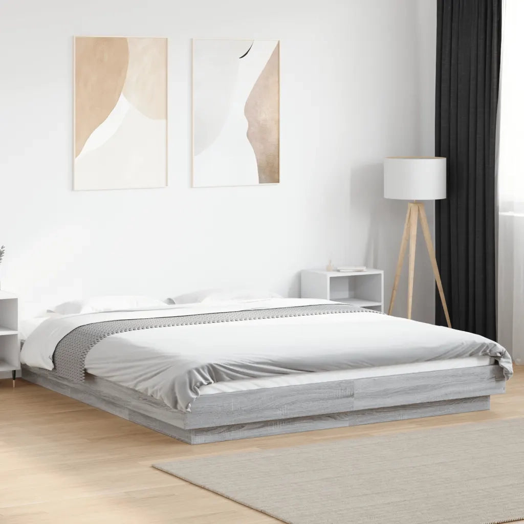 Letto matrimoniale | Letto per adulti | Giroletto Grigio Sonoma 160x200 cm in Legno Multistrato